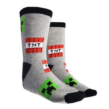 Minecraft Langsocken Minecraft Creeper TNT Kinder Jungen lange Socken 6er Pack Gr. 27 bis 38