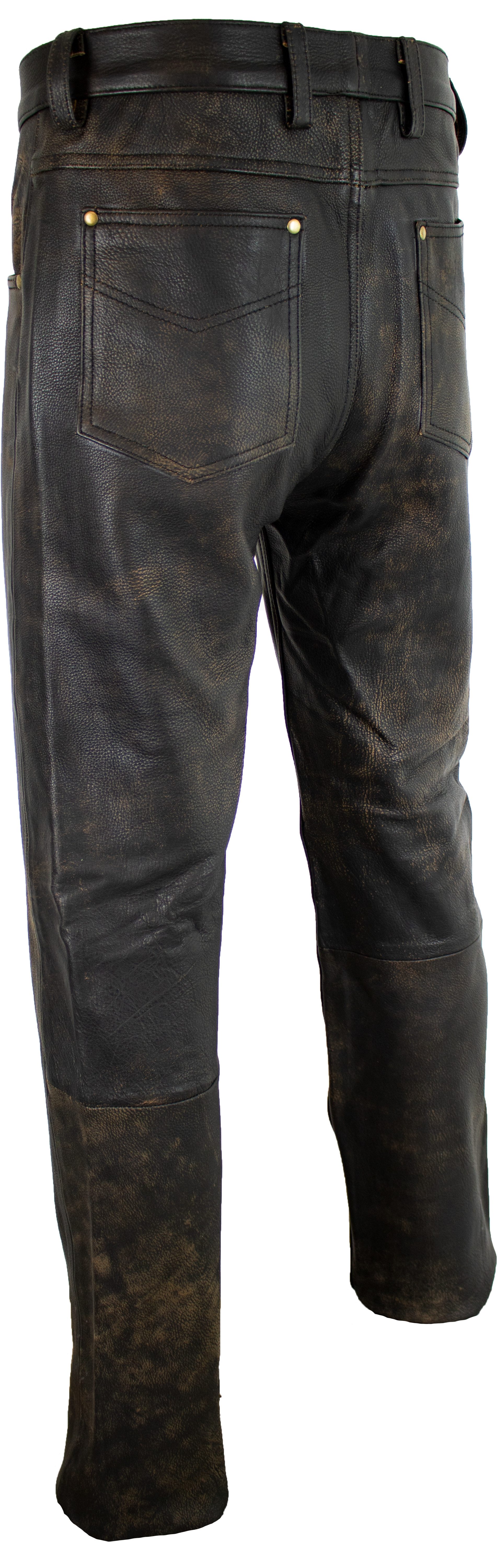 MDM Lederhose Herre Lederhose Biker Jesans im Used Look aus Rindsleder Bike günstig online kaufen