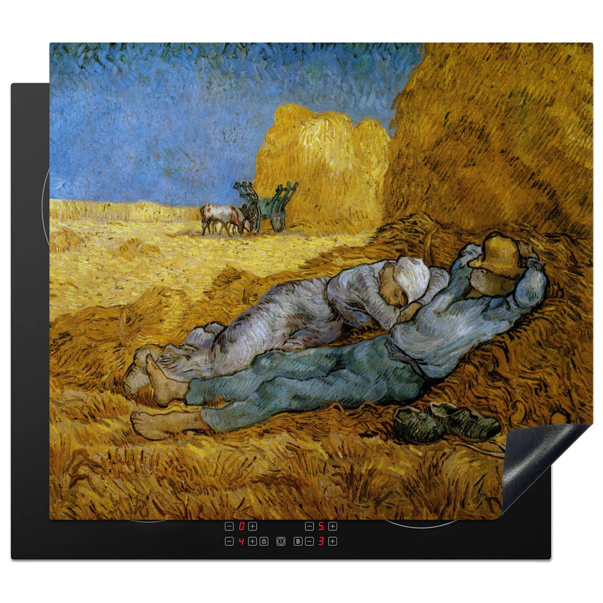 MuchoWow Herdblende-/Abdeckplatte Die Siesta - Vincent van Gogh, Vinyl, (1 tlg), 59x52 cm, Ceranfeldabdeckung für die küche, Induktionsmatte