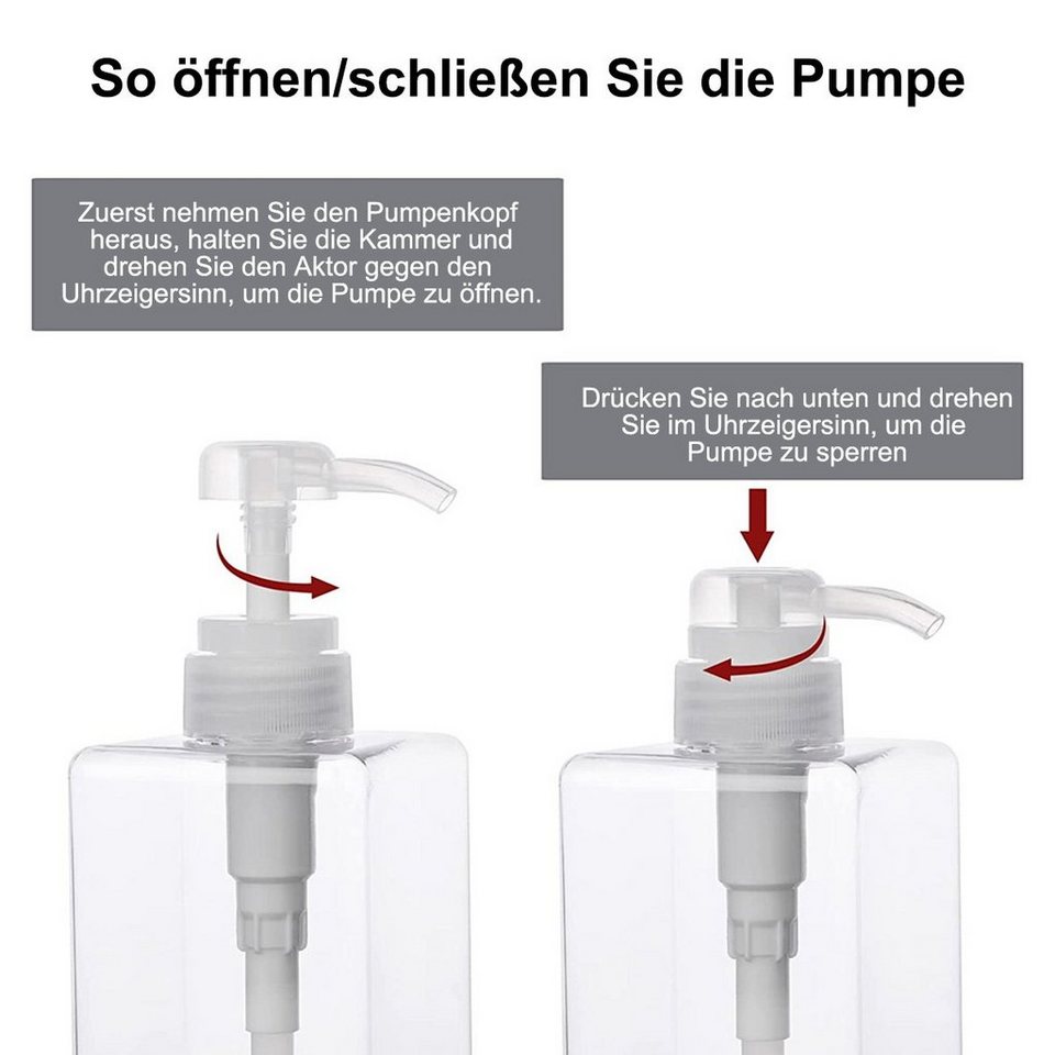 Juoungle Spülmittelspender 3 Stück 650 ml Nachfüllbare Pump-Presseflaschen,  Shampoo-Spender