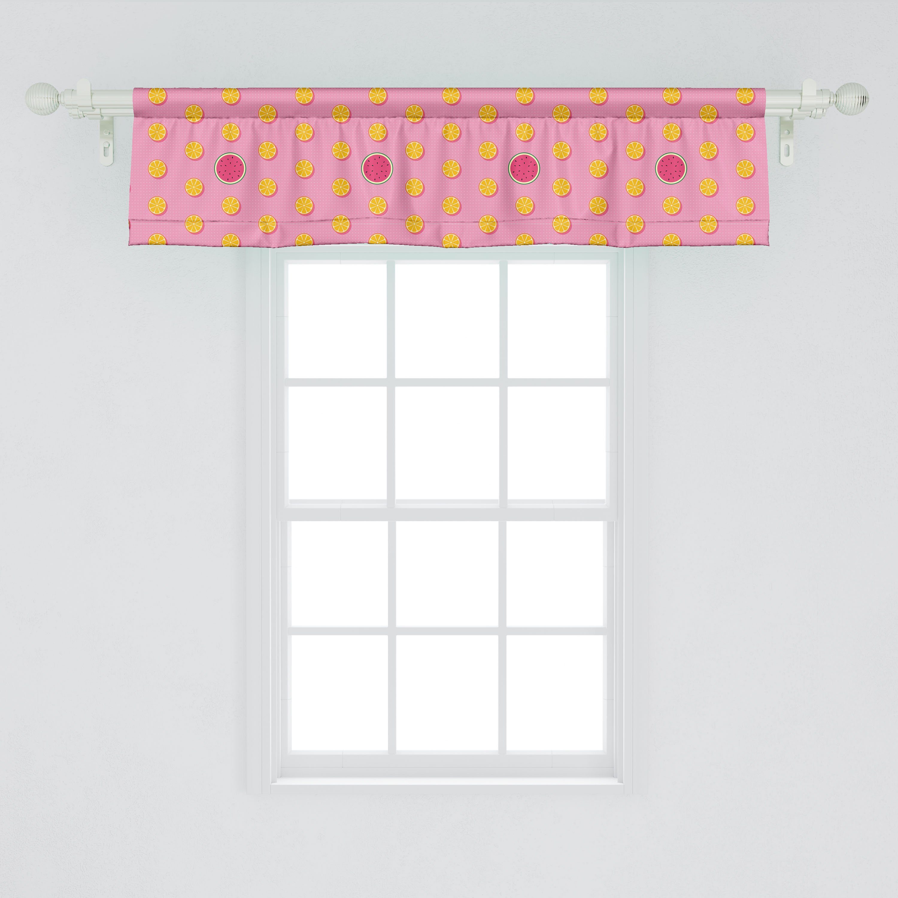 Vorhang Schlafzimmer für Wassermelone und Dekor Volant Scheiben Orange Sommer Abakuhaus, Scheibengardine Küche Stangentasche, Microfaser, mit