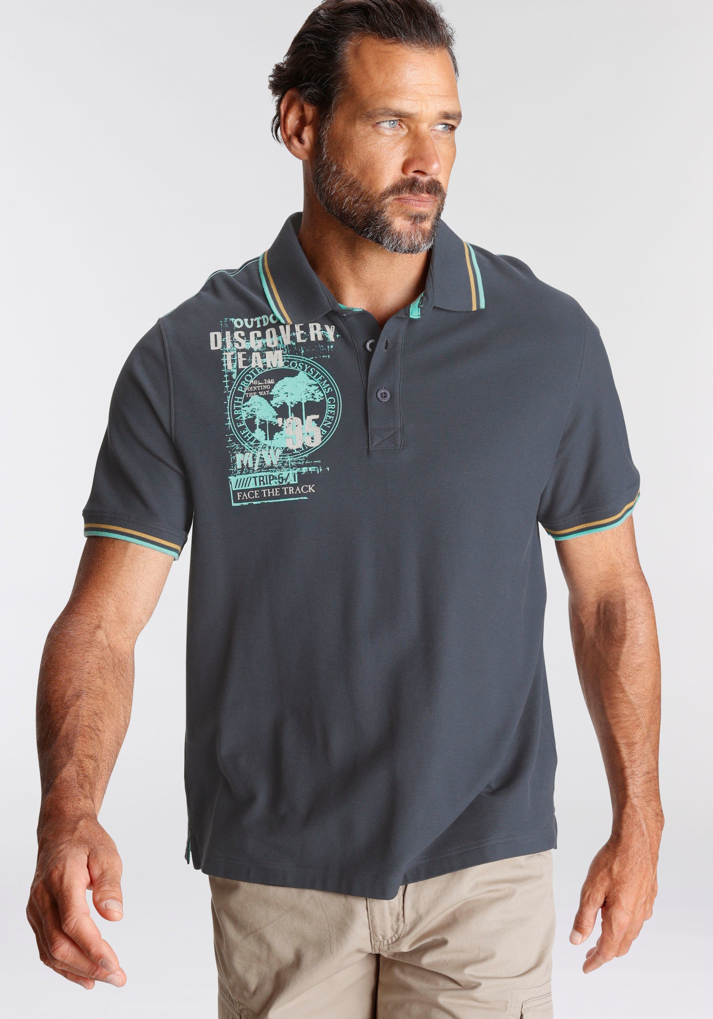 Man's World Poloshirt Mit Print an der Schulter