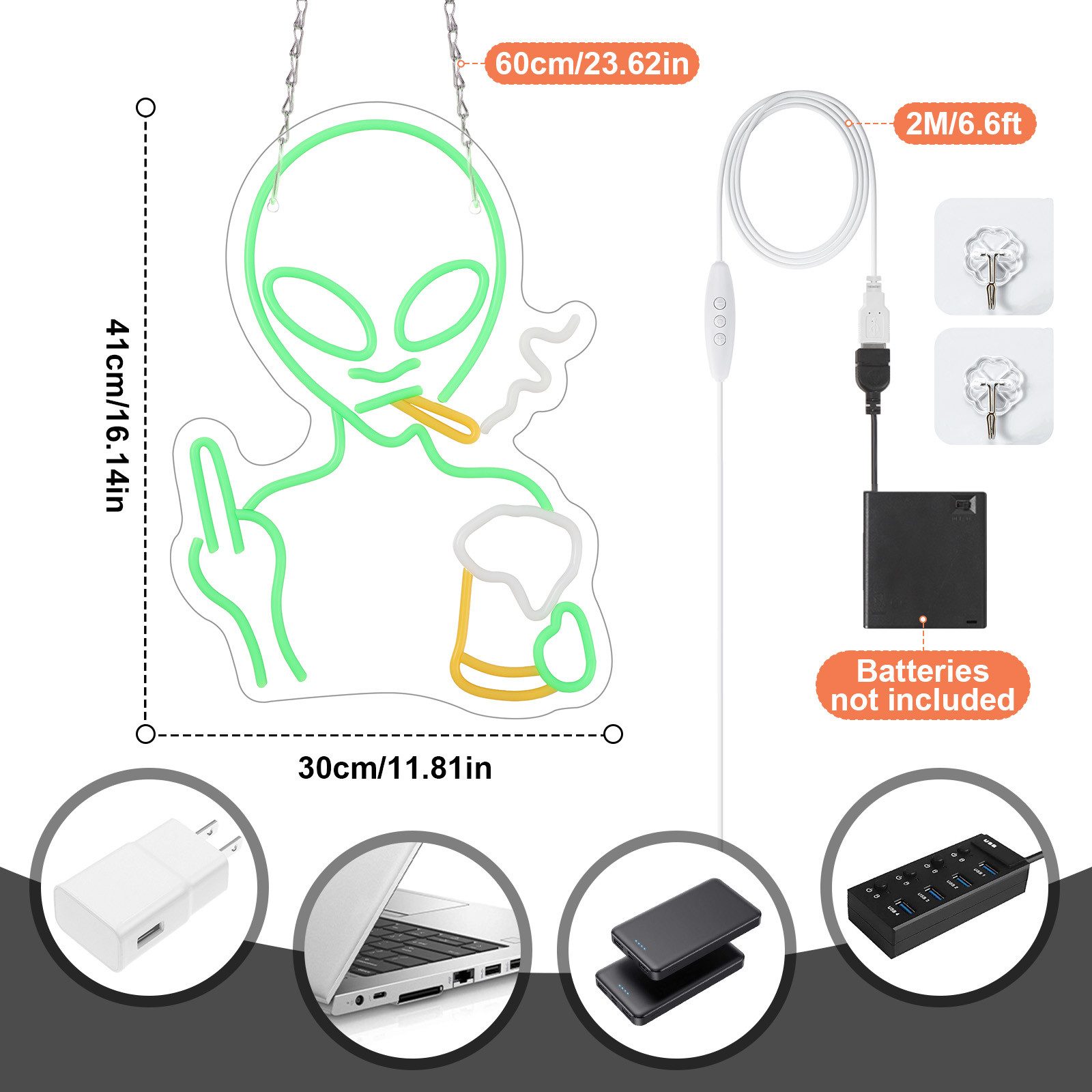 MUPOO LED Dekofigur LED Nachtlicht LED Neon Schild,Außerirdischer LED Neon günstig online kaufen