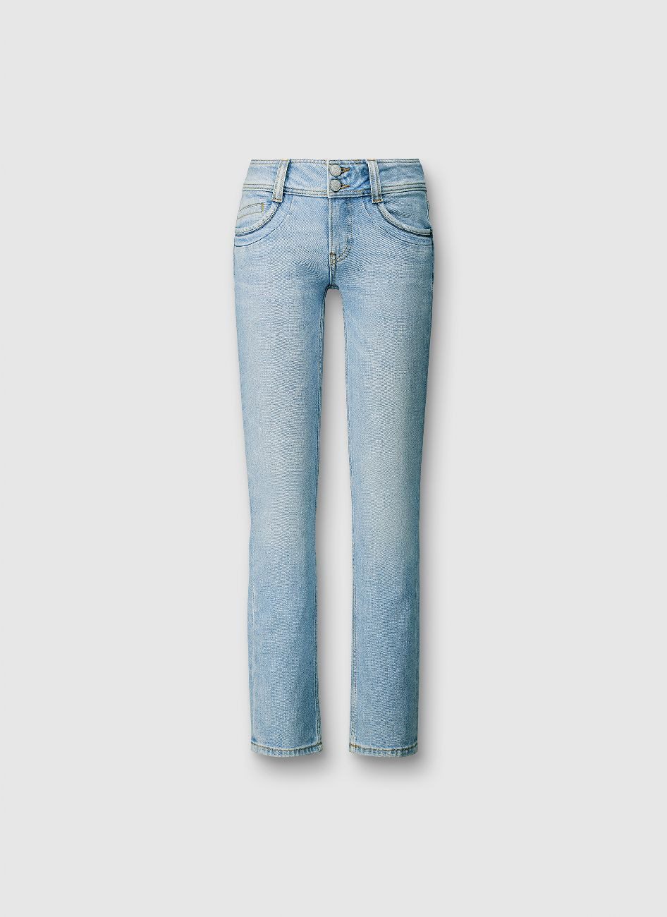 Pepe Jeans Straight-Jeans SLIM JEANS MW GEN mit doppeltem Knopfverschluss