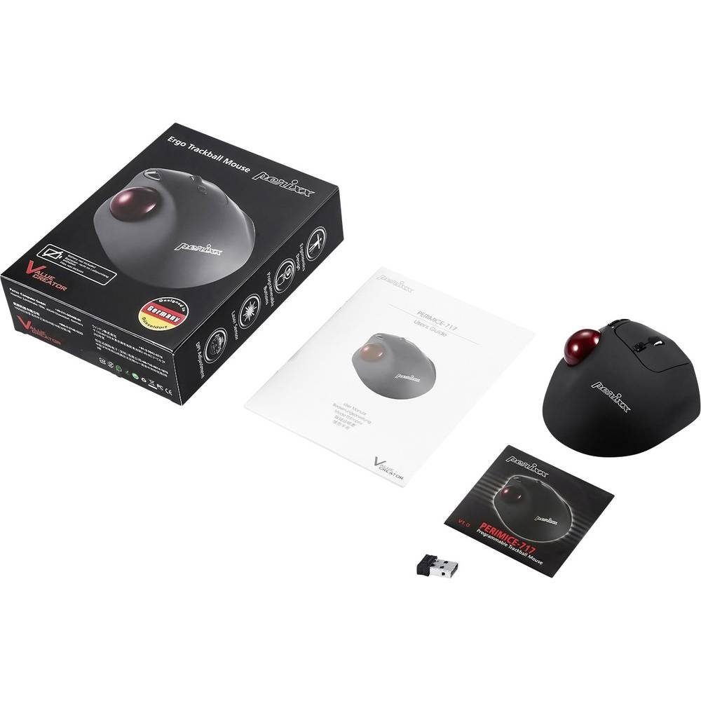 Perixx Ergonomische Wireless Trackball Maus 11568 Mäuse (Ergonomisch, Integrierter Trackball)