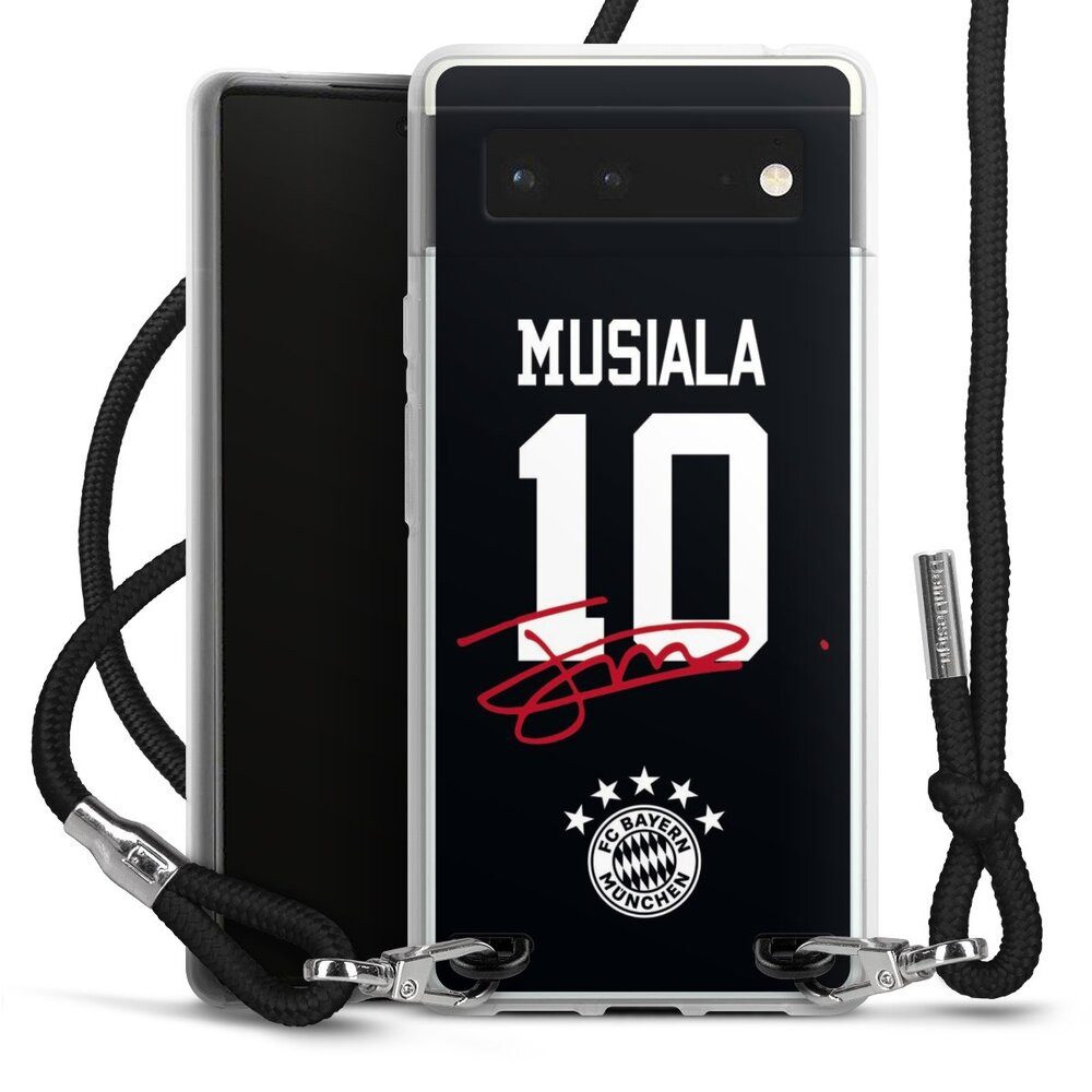 DeinDesign Handyhülle FC Bayern München Jamal Musiala FCB Musiala 10, Google Pixel 6 Handykette Hülle mit Band Case zum Umhängen