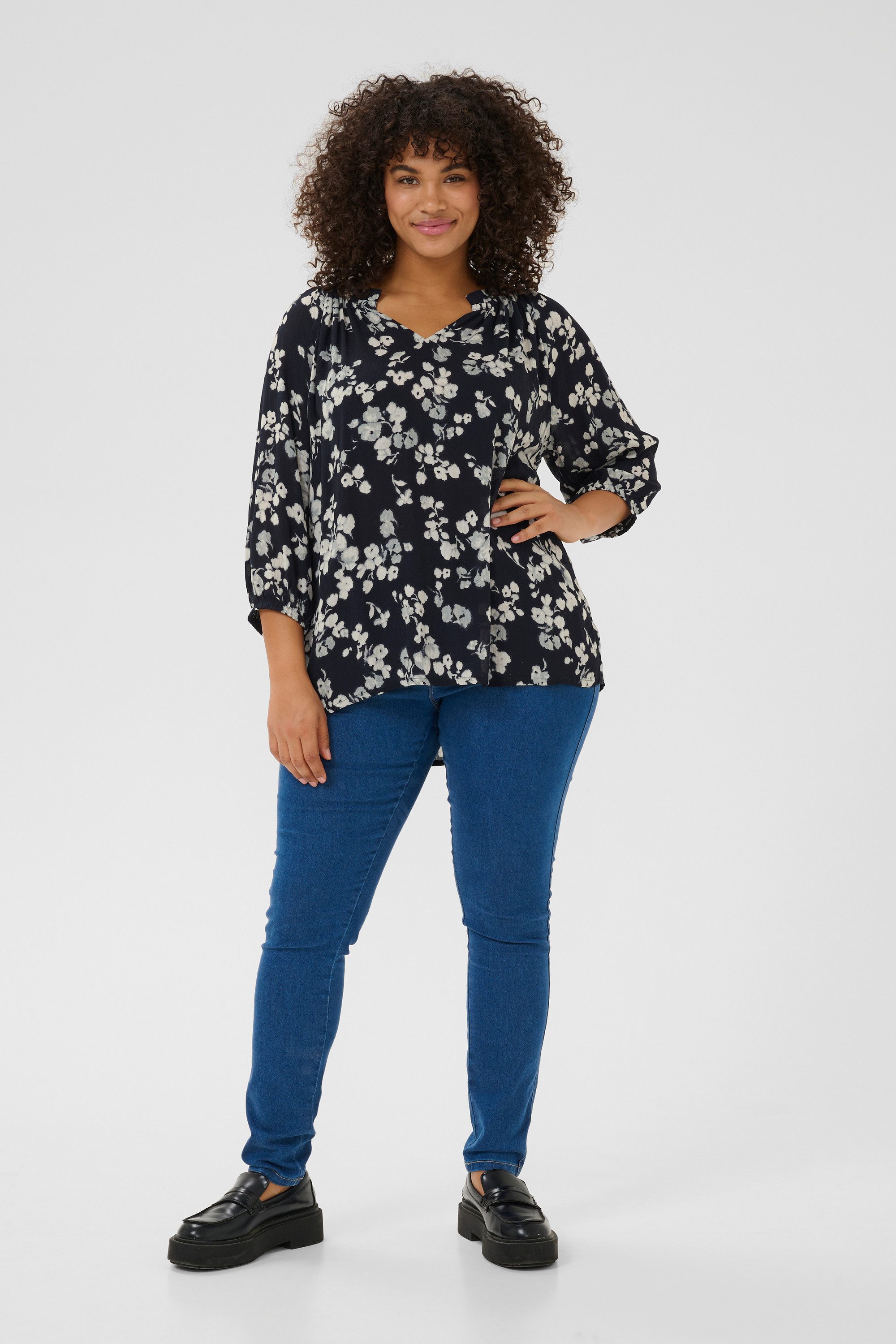 KAFFE Curve Langarmbluse Langarm-Bluse KCtrine Große Größen günstig online kaufen