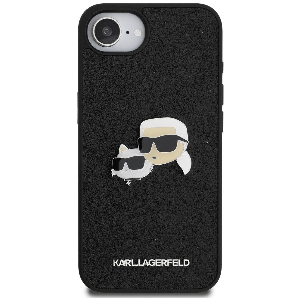 KARL LAGERFELD Handyhülle Schutzhülle Designerschale Glitzeroptik 6,1 Zoll, Glitzeroptik, 3D-Metall-Pin, stoßdämpfend