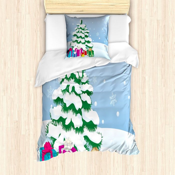 Bettwäsche Milbensicher Allergiker geeignet mit Kissenbezug Abakuhaus Microfaser Snowy-Bäume Geschenke unter einem Baum