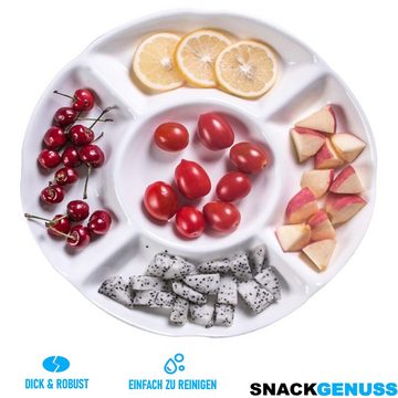 MAVURA Snackschale SNACKGENUSS Snackteller Serviertablett Snacktablett Dipschalen, für Snacks & Dips weiß im 2er Set