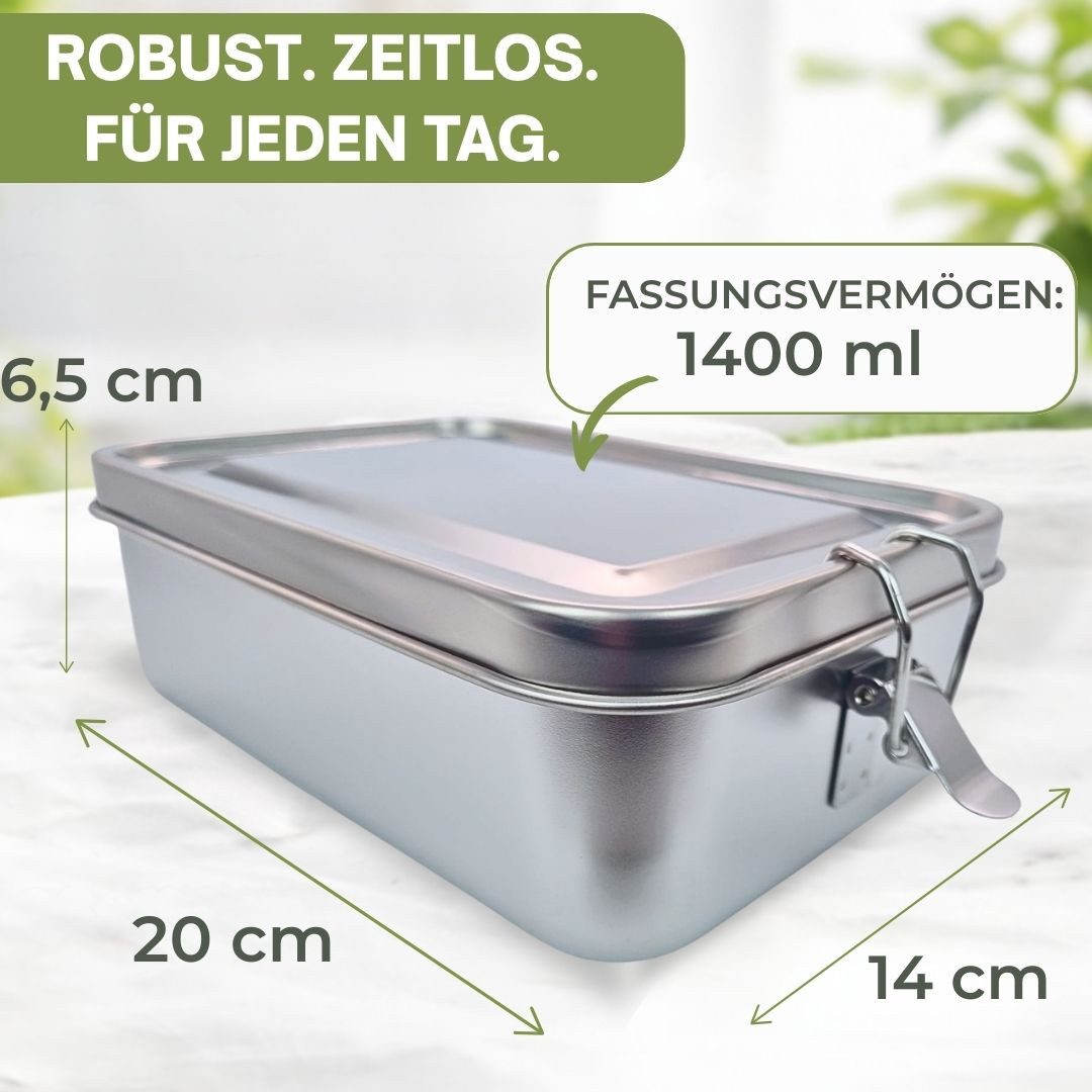 Topanbieter999 Lunchbox Brotzeitbox mit Fächer Brotdose Lunch-Jausenbox, Edelstahl – Bild 2 von 5