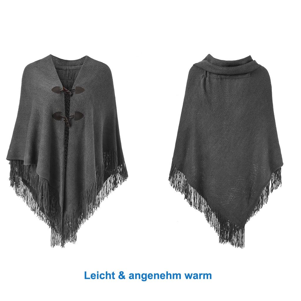 Autrucker Poncho Damen Poncho Schal, Kuscheliges Oversize Cape mit offener Front (1-St) Weicher Schulterumhang für Herbst und Winter – Bild 2 von 5