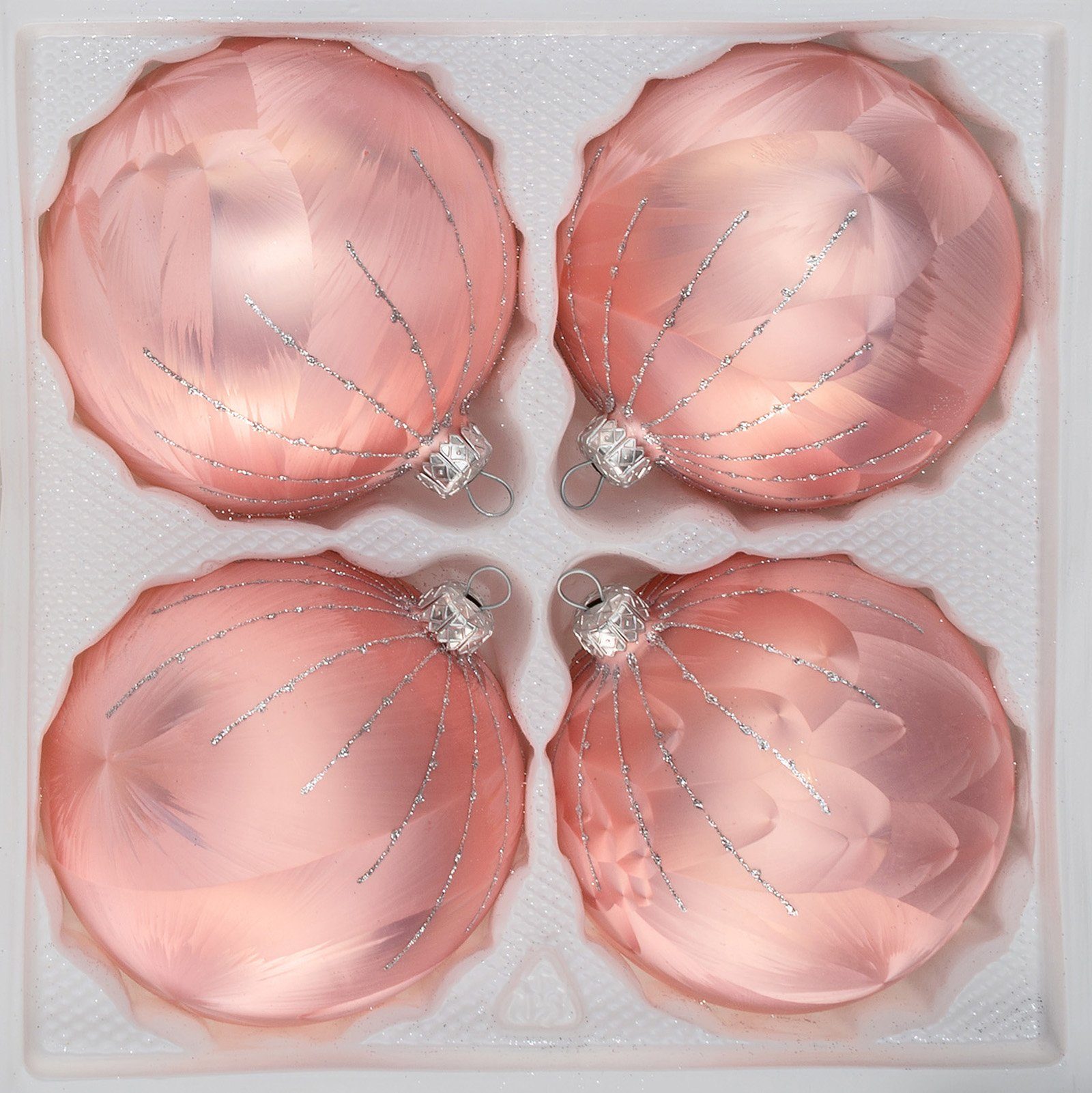 Navidacio Weihnachtsbaumkugel tlg. Silber Set Ice Regen Rosa 10cm Ø in Glas-Weihnachtskugeln 4