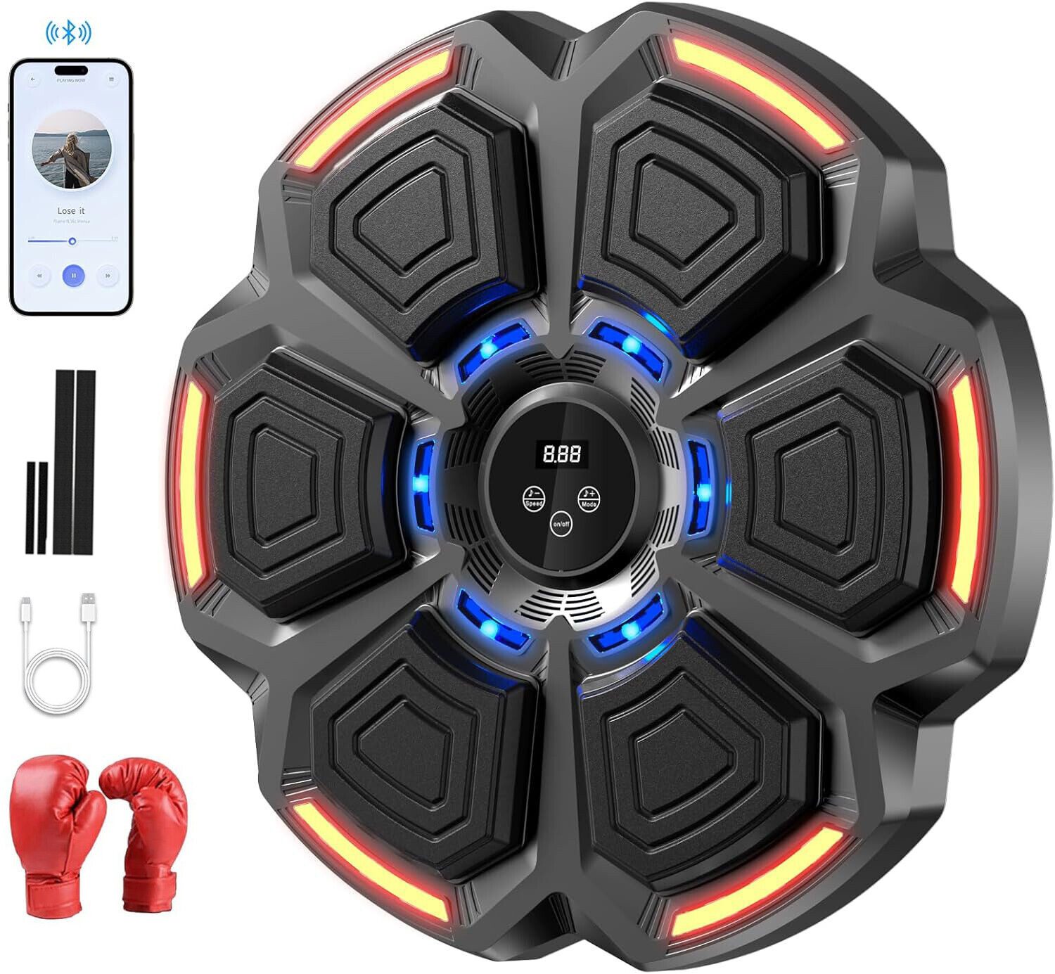 Boxsack Boxmaschine,Boxtrainer-Wandziel, Bluetooth, Licht&Musik