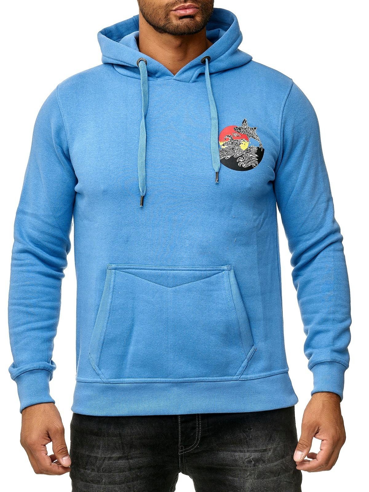 Ocean Plus Herren Hoodie Mit Tierprint - Kapuzenpullover Mit Kängurutasche