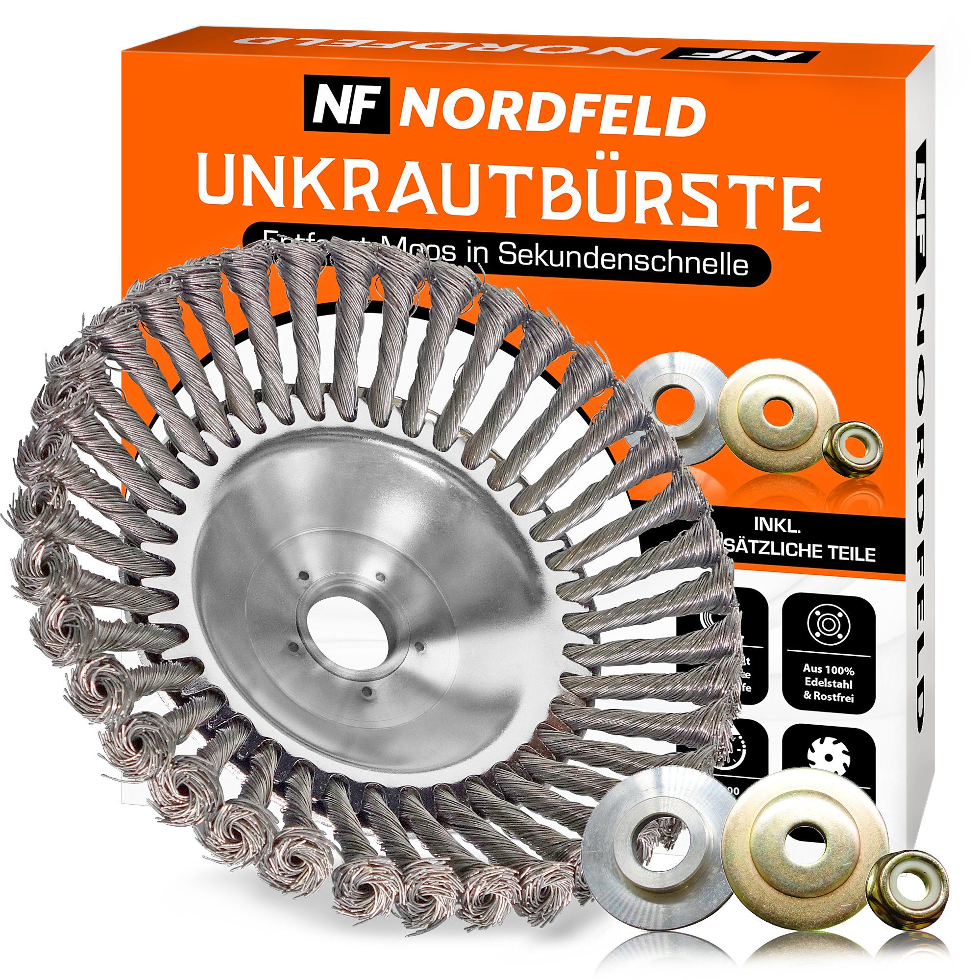 NORDFELD Benzin-Motorsense Unkrautbürste Freischneider 25,4 mm, Wildkrautbürste für Motorsense, Freischneider, Motorsense