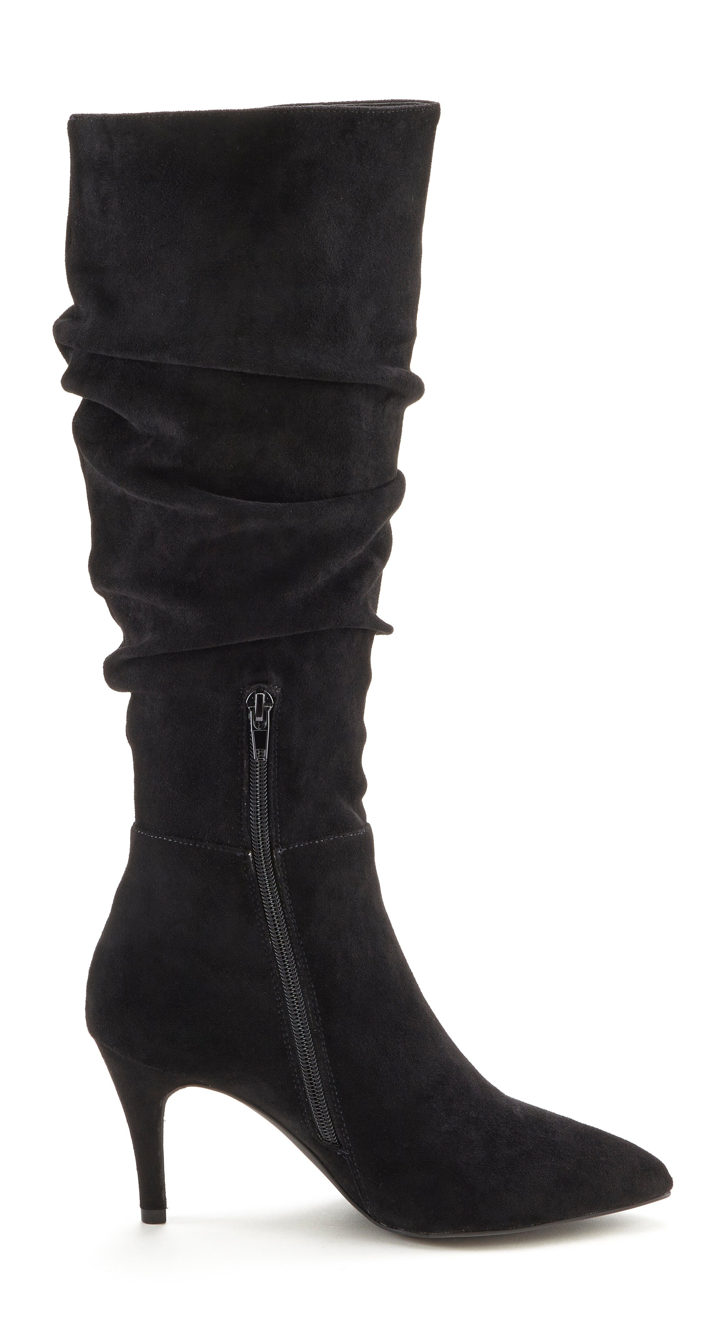 LASCANA Langschaft, High-Heel Stiefelette, Slouchy Boots, Stiefel, Reißverschlussstiefel mit elegant modischer Raffung