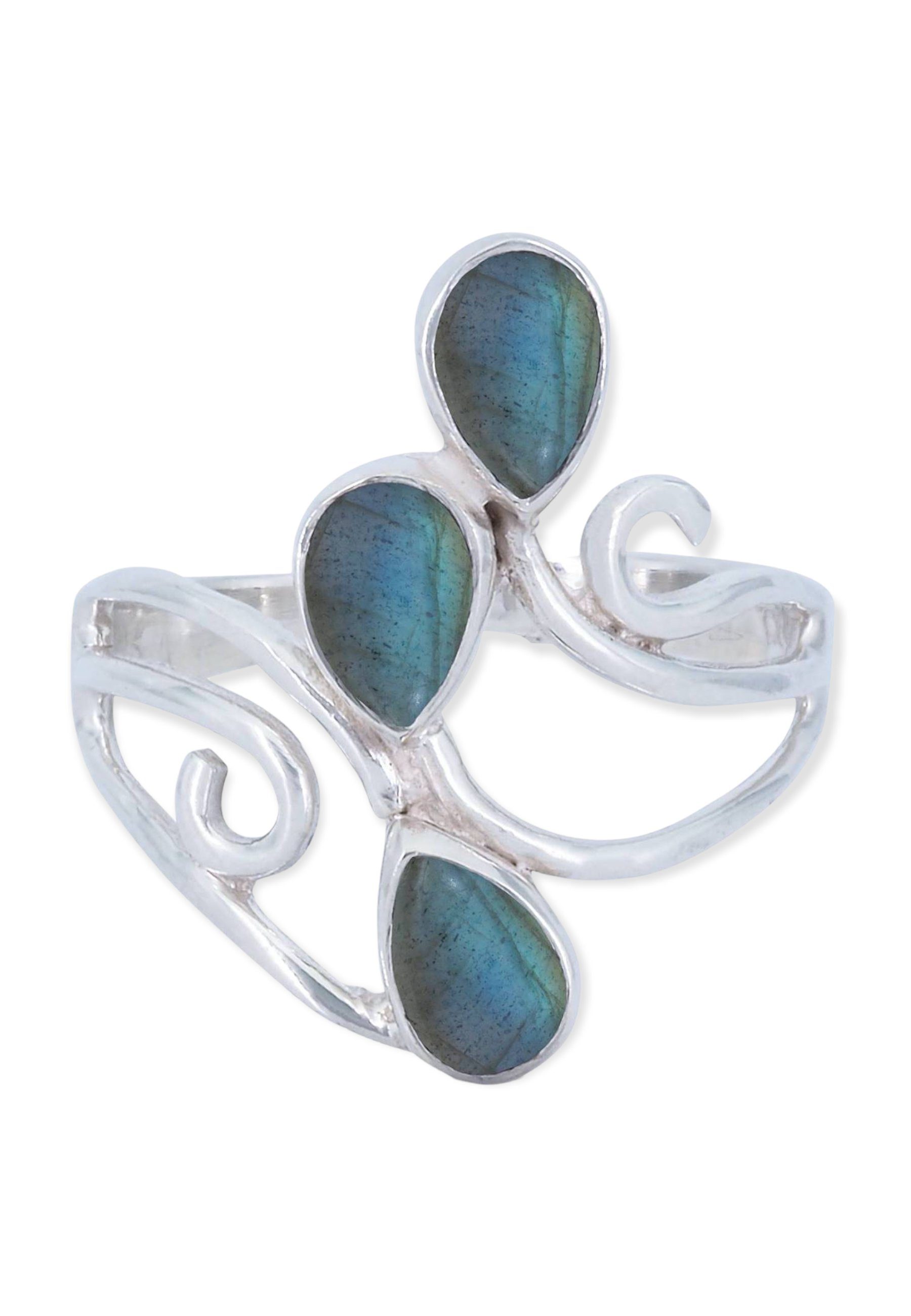 mantraroma Silberring 925er Silber mit Labradorit