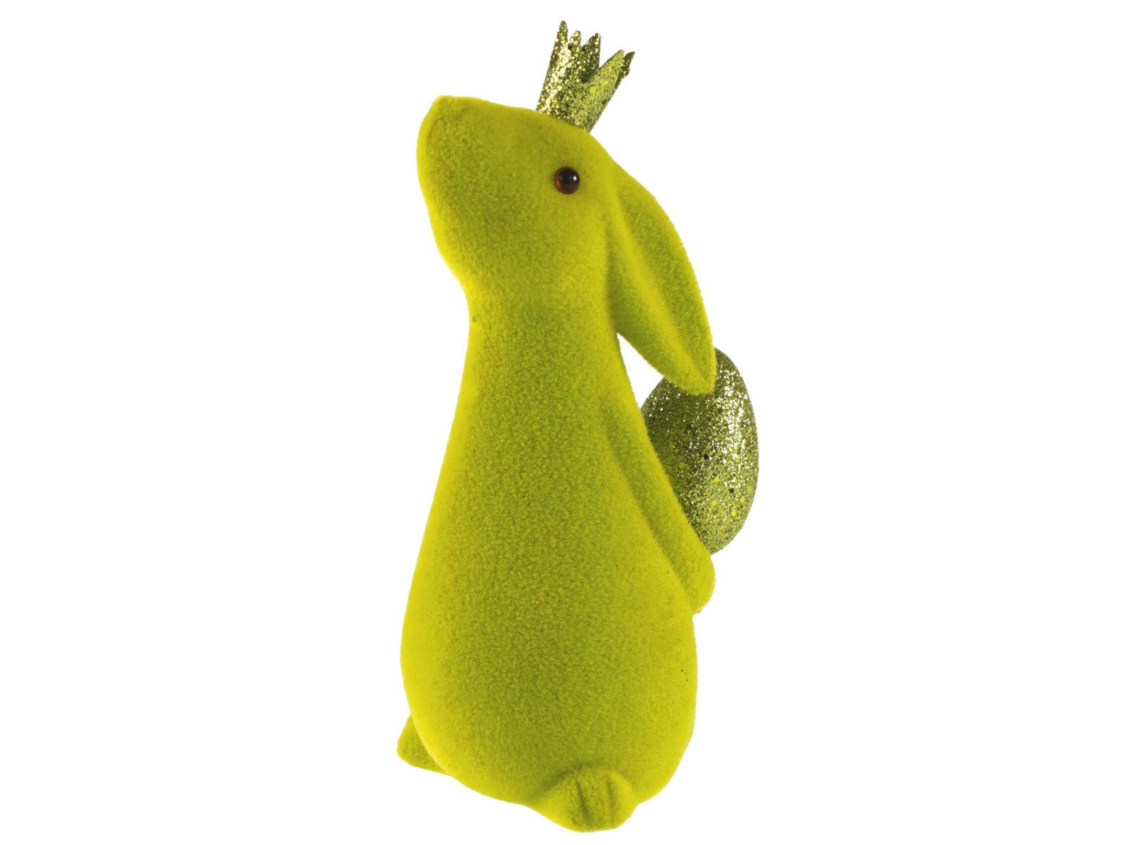 Werner Voß Dekofigur Hase mit Ei beflockt grün 18cm