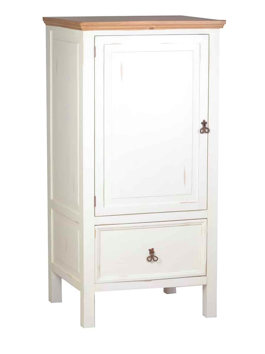 MiaMöbel Hochschrank Mexico aus massivem Pinienholz Weiß