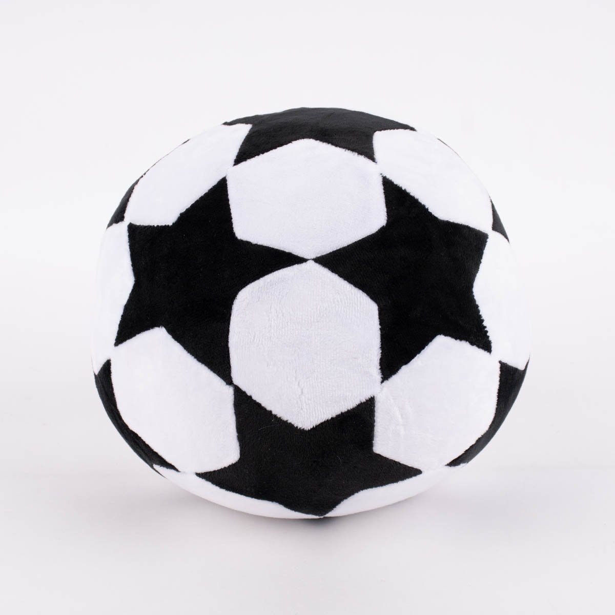 SCHÖNER LEBEN. Fellkissen Deko Kissen Fußball mit Sternmuster rund schwarz weiß 25x25cm