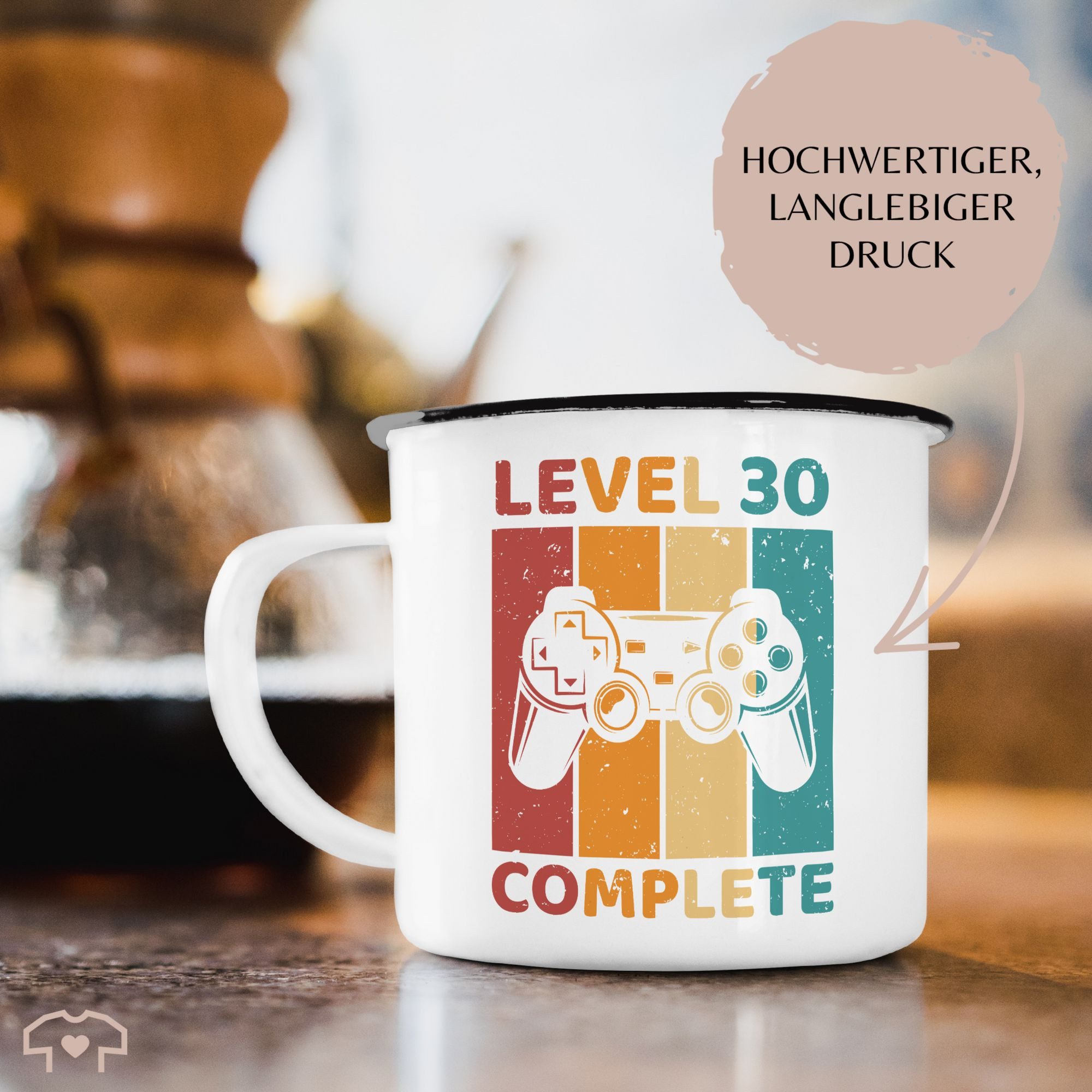 Shirtracer Becher Level 30 Complete - Dreizig Freigeschalten Unlocked Completed - Zocker, 1-tlg., Stahlblech, 30. Geburtstag Tasse