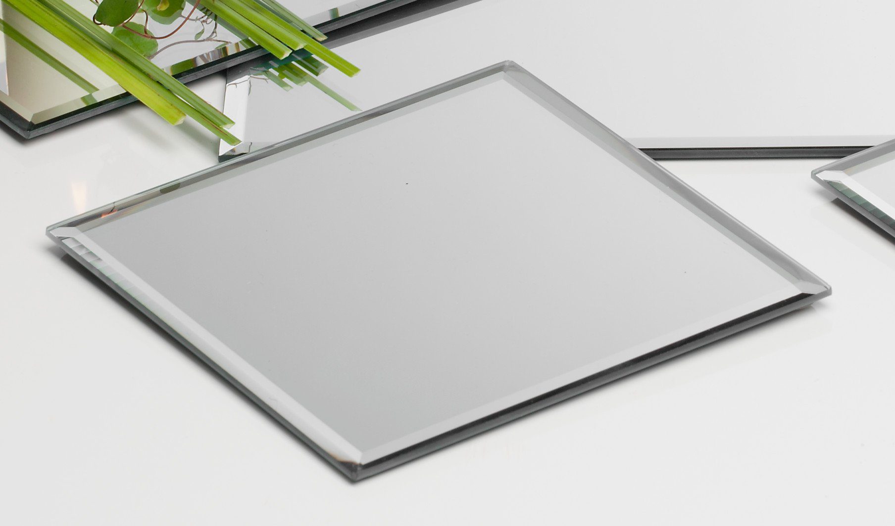 Sandra Rich Kerzentablett Glasplatte Spiegelplatte Mirror eckig von Sandra Rich