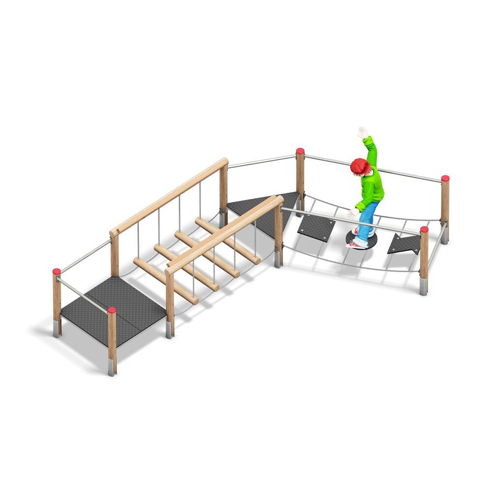 Playparc Klettergerüst Frisia Balancieranlage Kombination A, Für Schulen, Kindergärten und öffentliche Plätze