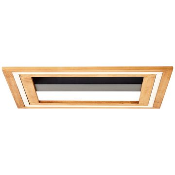 Lightbox LED Deckenleuchte, Dimmfunktion, LED fest integriert, warmweiß, LED Deckenlampe, 45 x 45 cm, 3000 lm, 3000 K, 3 Stufen Dimmer, Holz