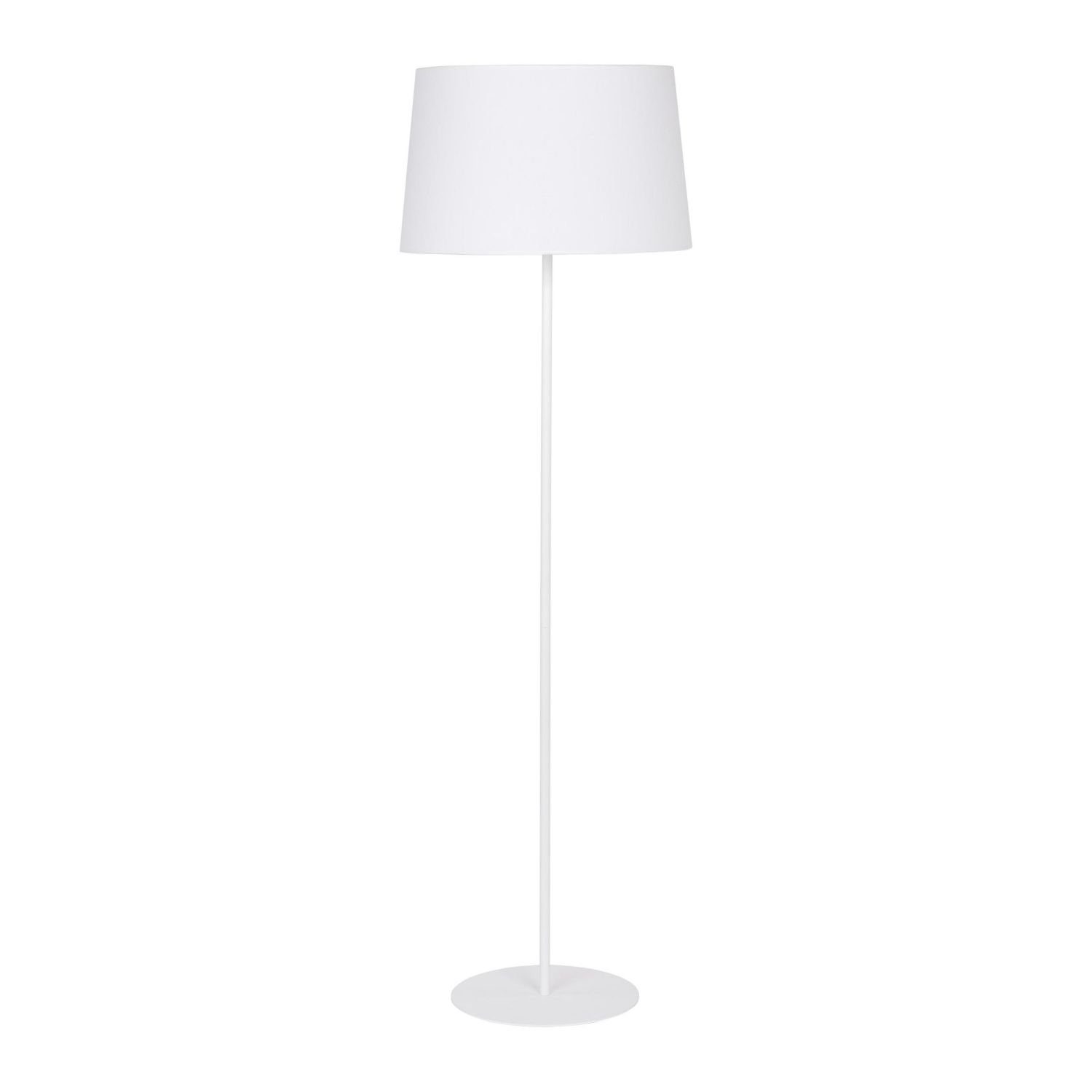 Licht-Erlebnisse Stehlampe MAJA, ohne Leuchtmittel, Weiße Stehlampe Metall Stoffschirm Bauhaus Design Wohnzimmer Couch