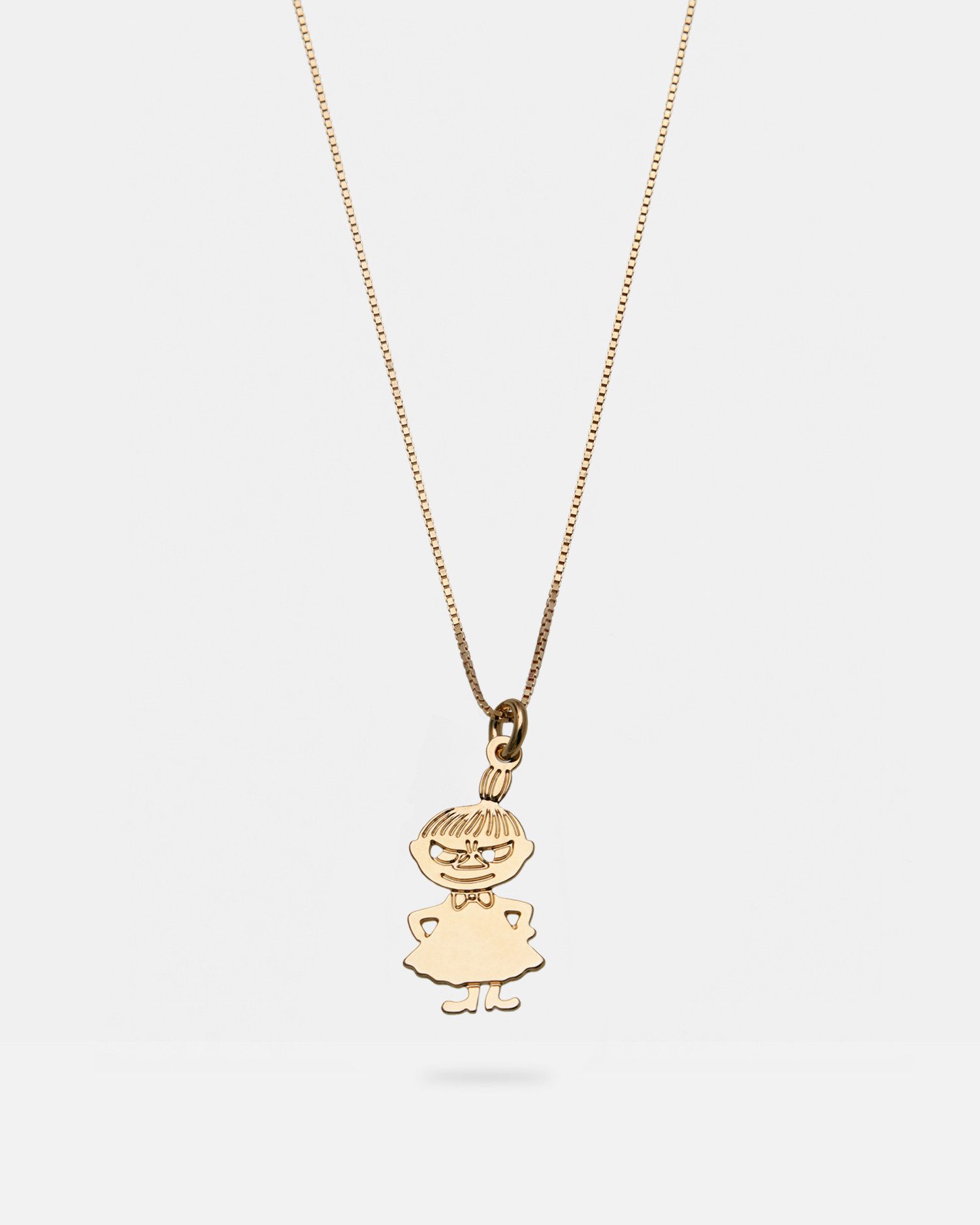 Malaika Raiss Kette mit Anhänger Little My Halskette Damen Gold mit Moomin Figur 45 cm, Silber 925, 24 Karat vergoldet