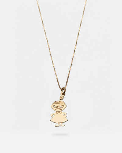 Malaika Raiss Kette mit Anhänger Little My Halskette Damen Gold mit Moomin Figur 45 cm, Silber 925, 24 Karat vergoldet