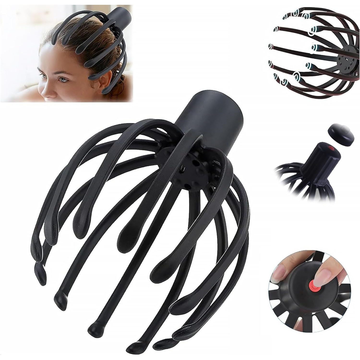 AIMAX Massagegerät Kopfmassagegerät Elektrisch mit 3 Modi Kopfmassage Elektrisch 360°, Kopf Massage Gerät für Stress Entspannung, Head Massager Wiederaufladbar Schnurlos Tragbar Wiederaufladbar