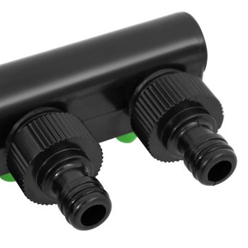 vidaXL Bewässerungssystem 4-Wege-Hahnanschluss Grün und Schwarz 19,5x6x11 cm ABS & PP