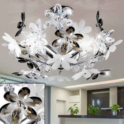 Design Deckenleuchte Deckenlampe Flurlampe Lampe Leuchte Glas mit floralem Dekor 