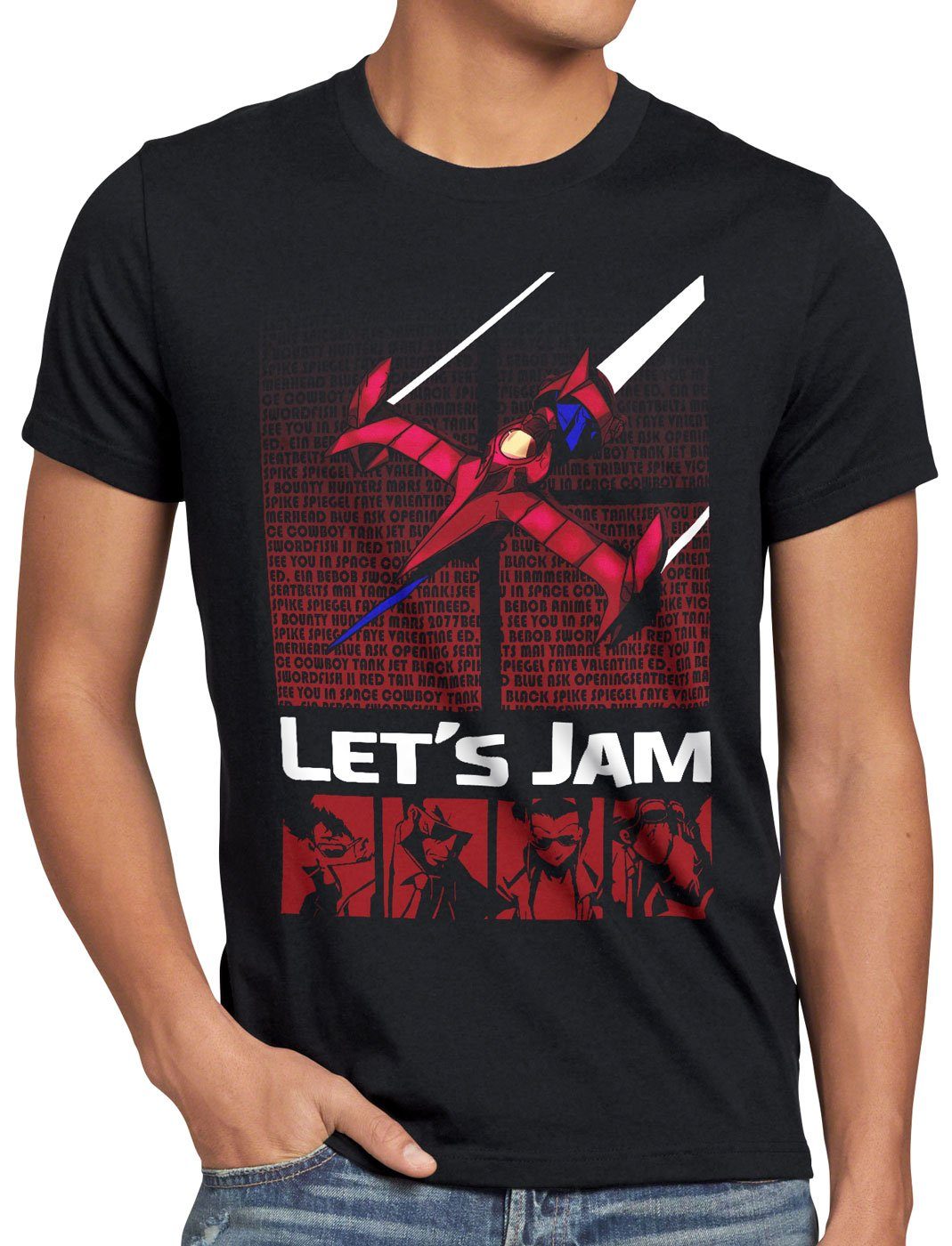 style3 Print-Shirt Herren T-Shirt Let's Jam Space Cowboy bebop anime manga