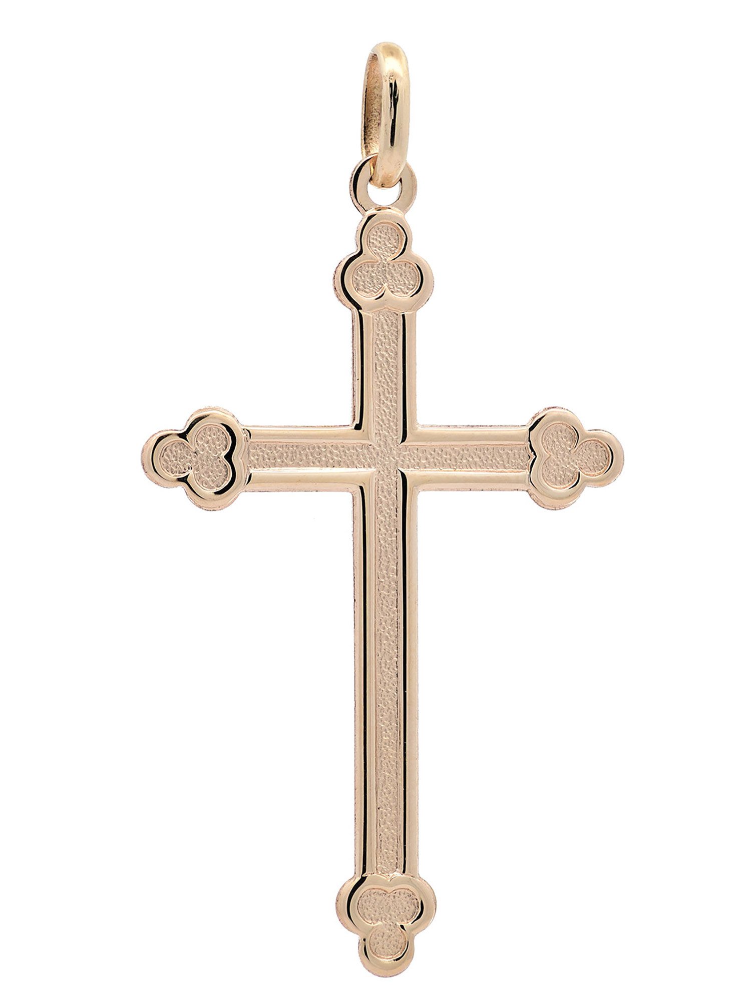 HOPLO Kettenanhänger Anhänger Kreuz mit 1,1 mm Goldkette 36 cm 585-14 Karat Gold, Made in Germany
