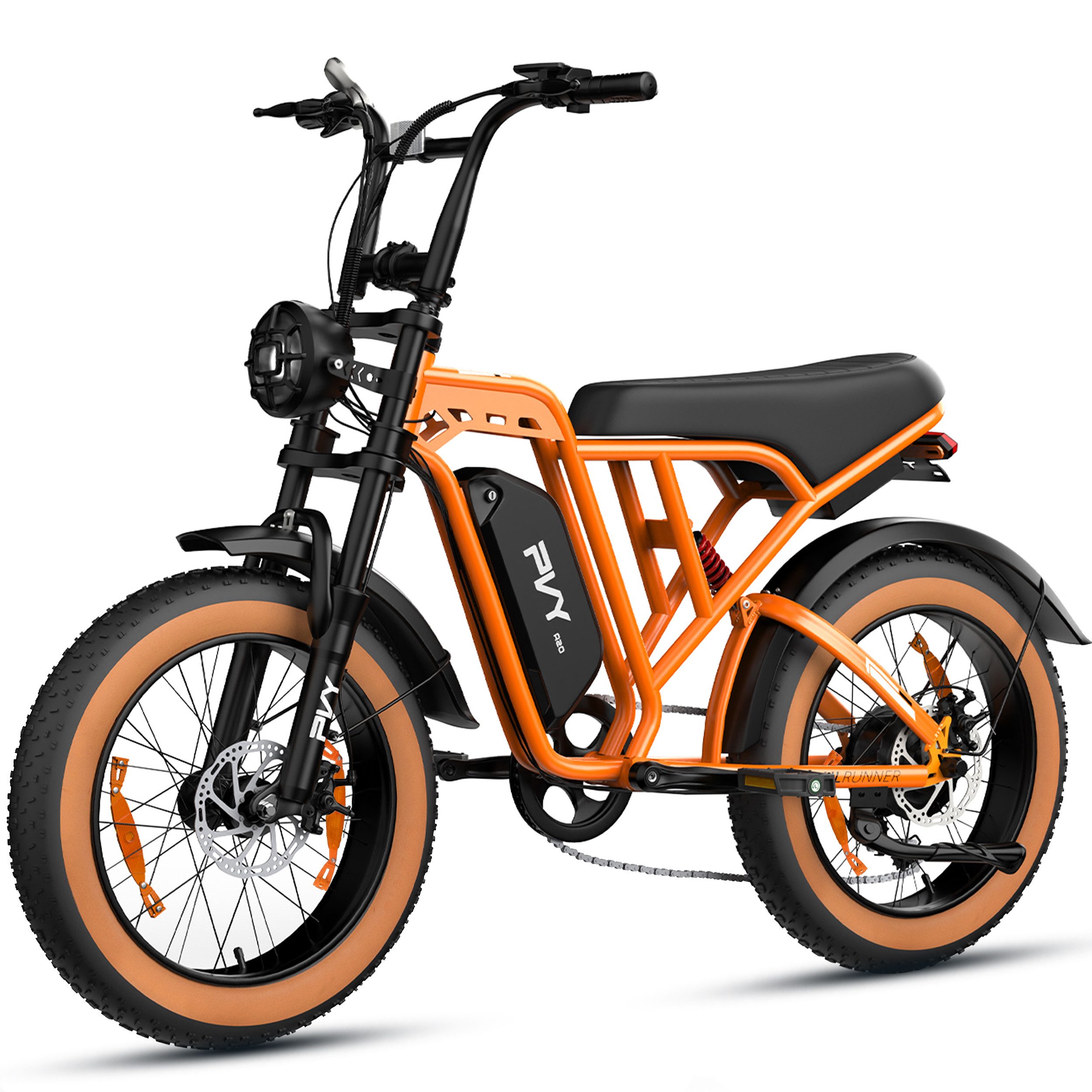 Vankel E-Bike Mountainbike Fat E-Bikes E-Fahrrad Damen u. Herren 960 WH Pedelec Max.120 km E-MBT, Kettenschaltung, Heckmotor, 960 Wh, (Beleuchtungsset mit Batterieladegerät, Batterieschlüssel, Werkzeug), 20×4.0 All-Terrain Elektrofahrrad mit Shimano 7-Gang
