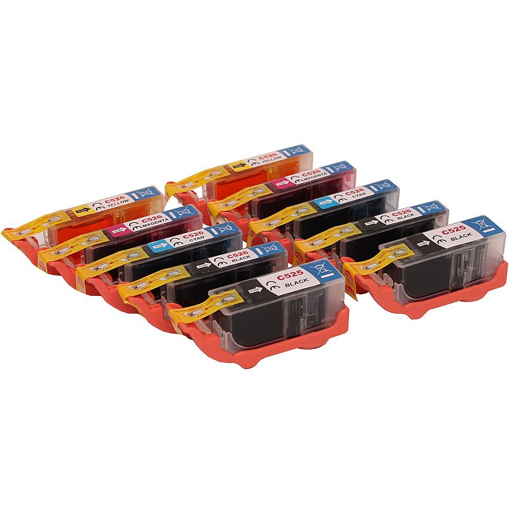 ABC Tintenpatrone (Kompatibles Set 10x Druckerpatrone für Canon PGI-525 CLI-526 Pixma, ries MG5340 MG5350 MG6150 MG6200 MG6250 MG8150 MG8200 MG8240 MG8250 MX)