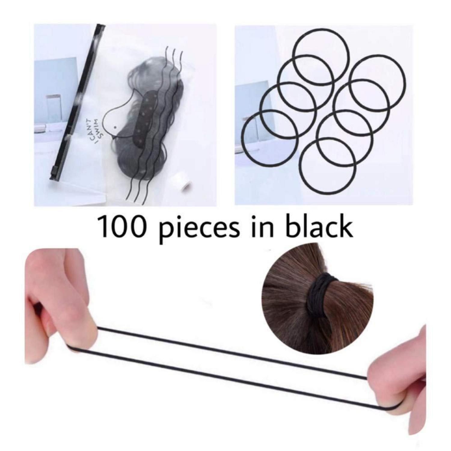 LuxusKollektion Haargummi Haargummis 100 Stück Elastisch Schwarz für Frauen Mädchen