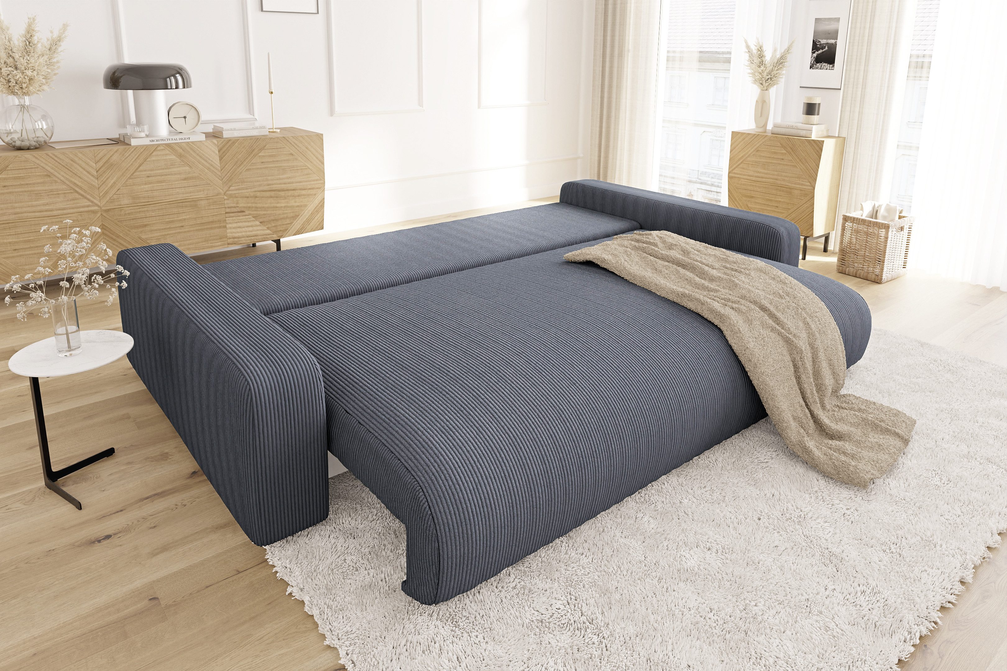 S-Style Möbel Schlafsofa Emma mit Bettkasten in Cord-Stoff – Bild 5 von 5