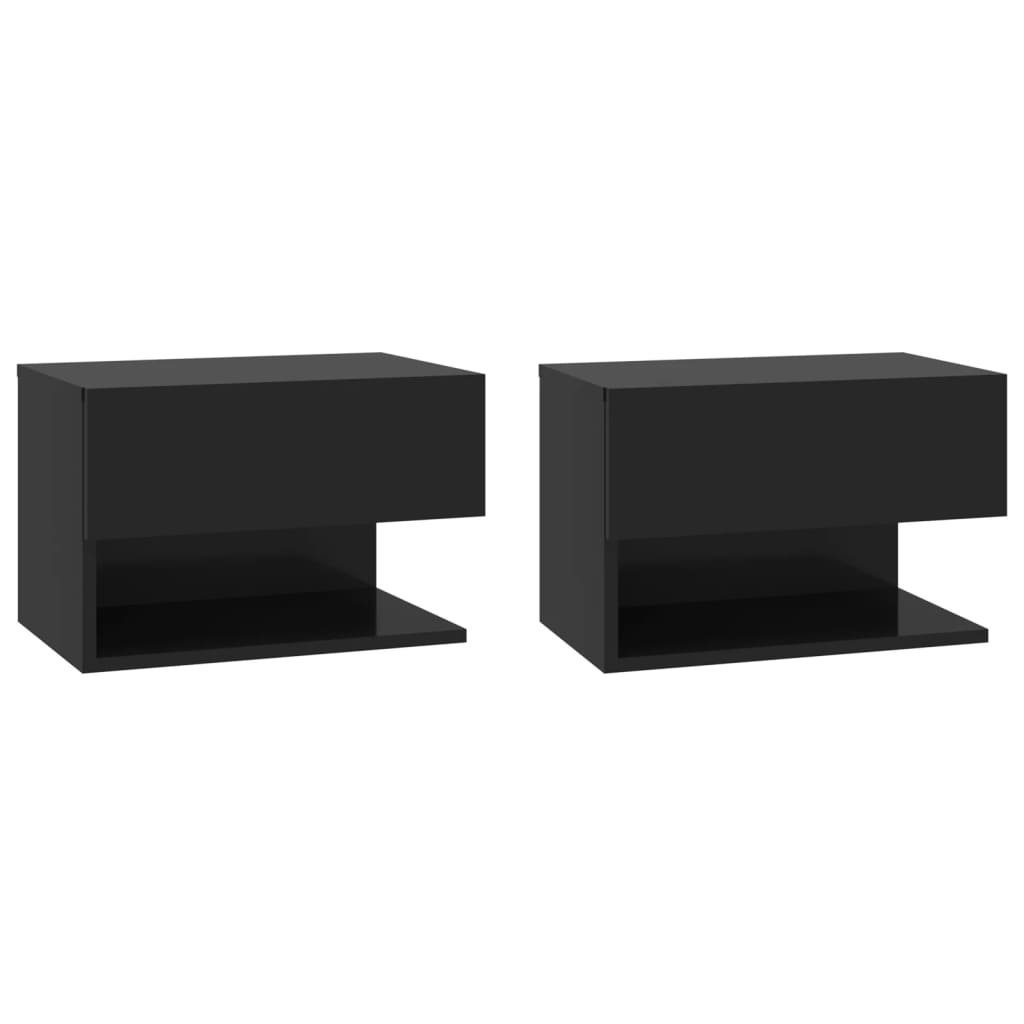 furnicato Nachttisch Wand-Nachttische 2 Stk. Schwarz günstig online kaufen