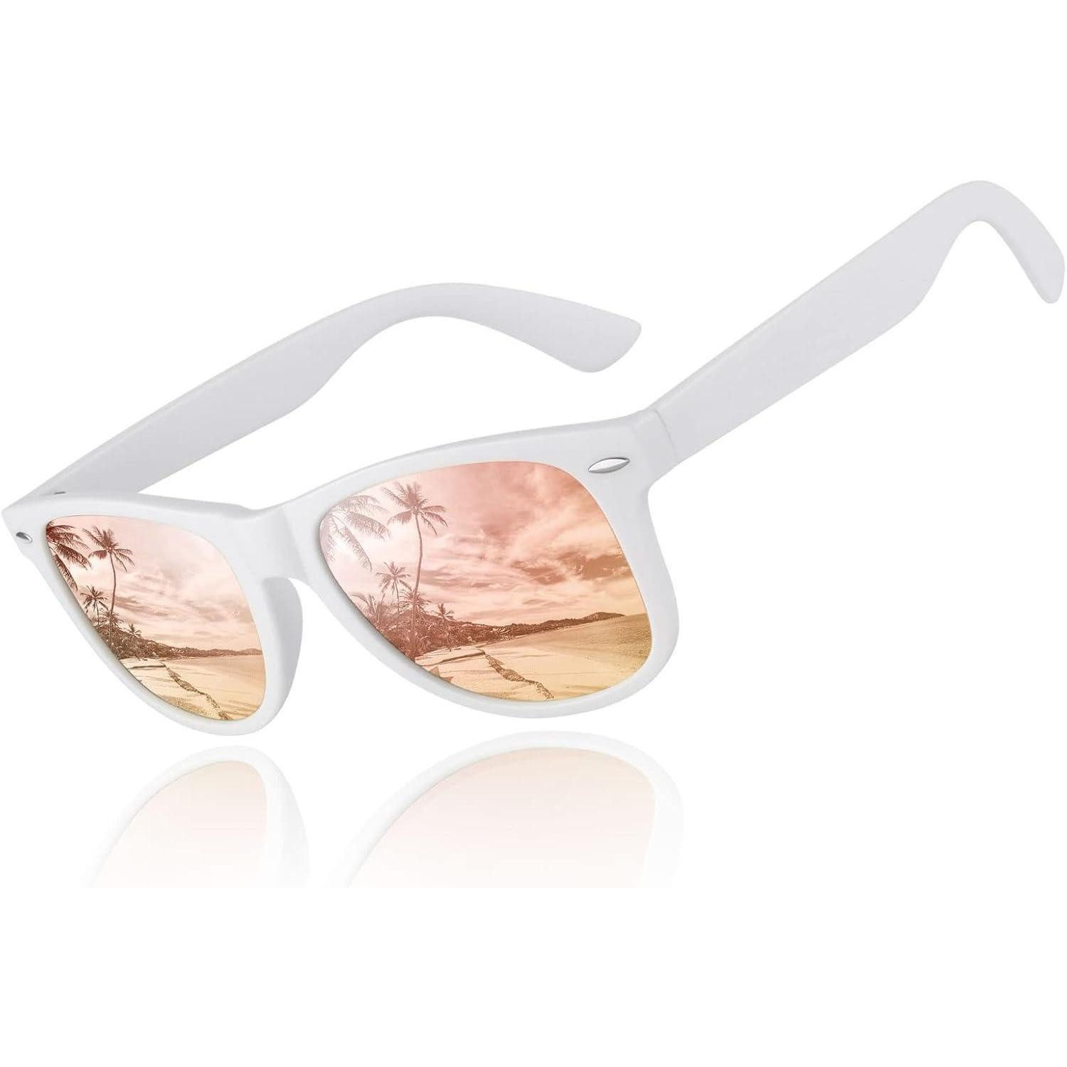LuxusKollektion Retrosonnenbrille Sonnenbrille Polarisiert Unisex 1 Mattweiß Rahmen Revo Roségold Linse