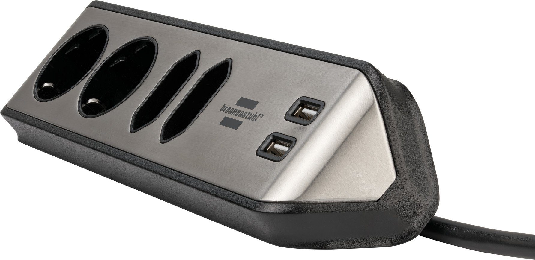 Brennenstuhl estilo 2x 4-fach, USB-Ladefunktion 2x Euro-Steckdosen, Steckdosenleiste Schutzkontakt-Steckdosen