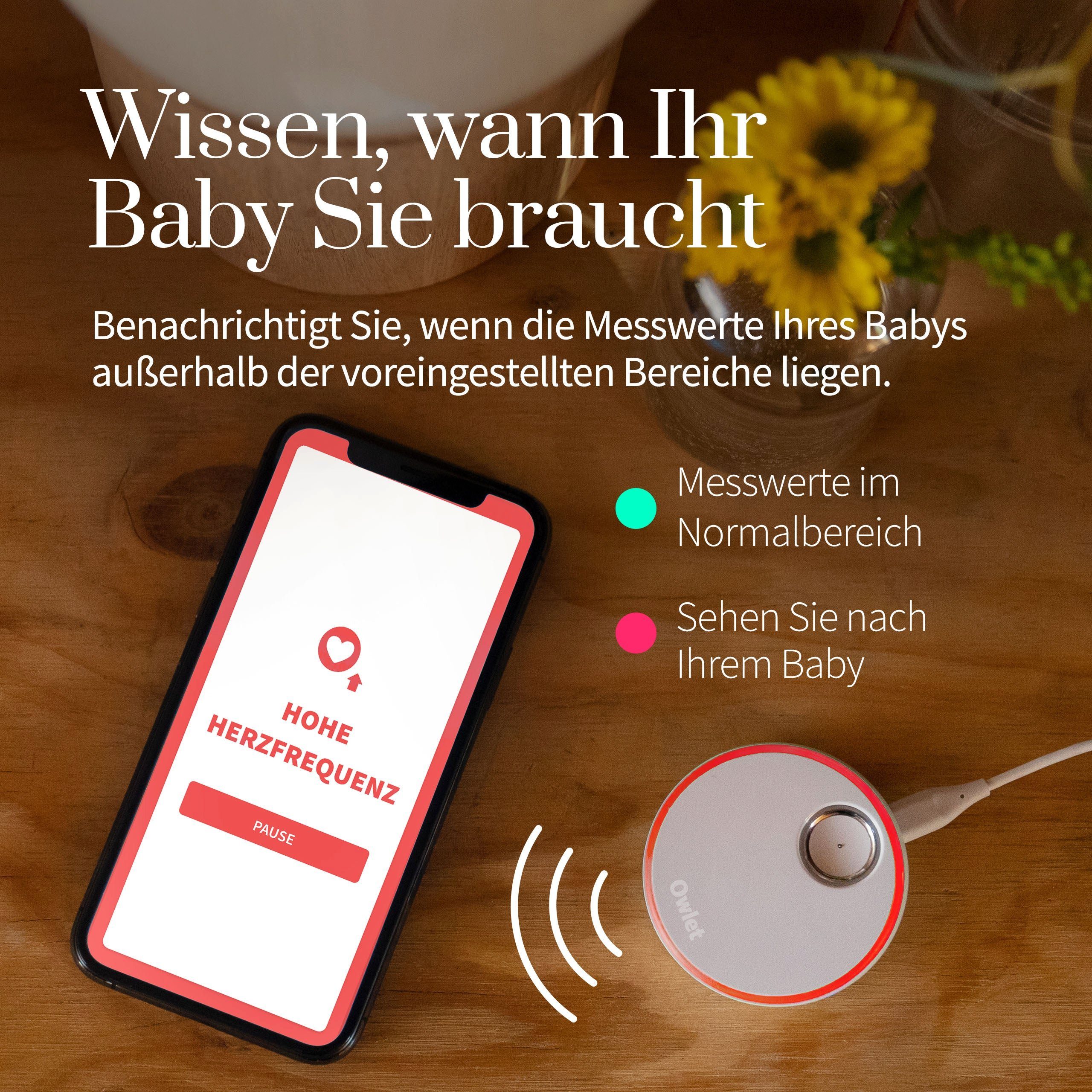 Owlet Baby Care DE Babyphone, Smart Nachtblau Puls- Sock, Sauerstoffmessung und