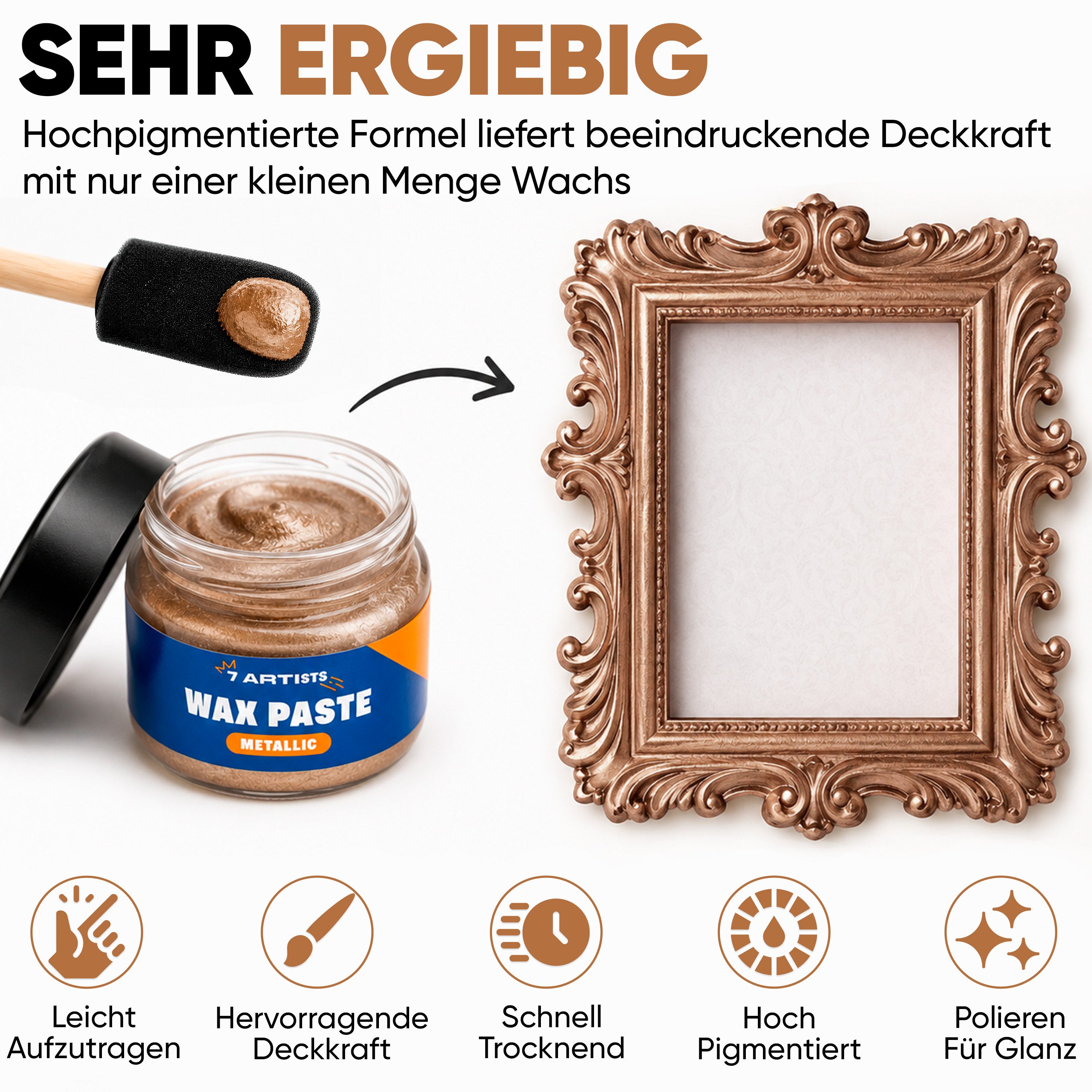 7 Artists Acrylfarbe 7 Artists Metallic Wachspaste 20 ml Gilding Wax - Wax Paste Metallic, Wax Paste – Bild 5 von 5
