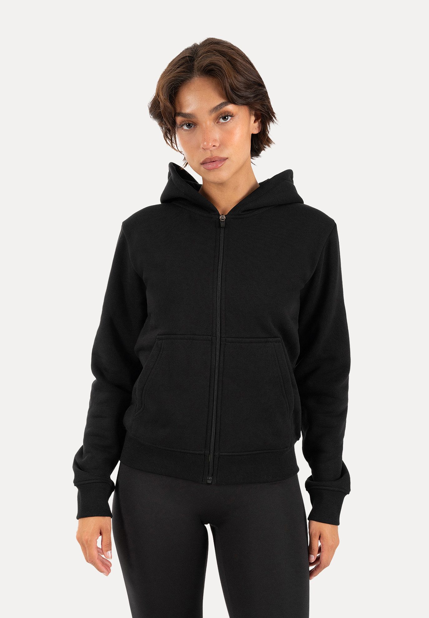 Smilodox Outdoorjacke Saria Damen, Zip Hoodie, Kapuzenpullover für Fitness & Freizeit Soft Touch, Kapuze, Kängurutasche, Rippbund