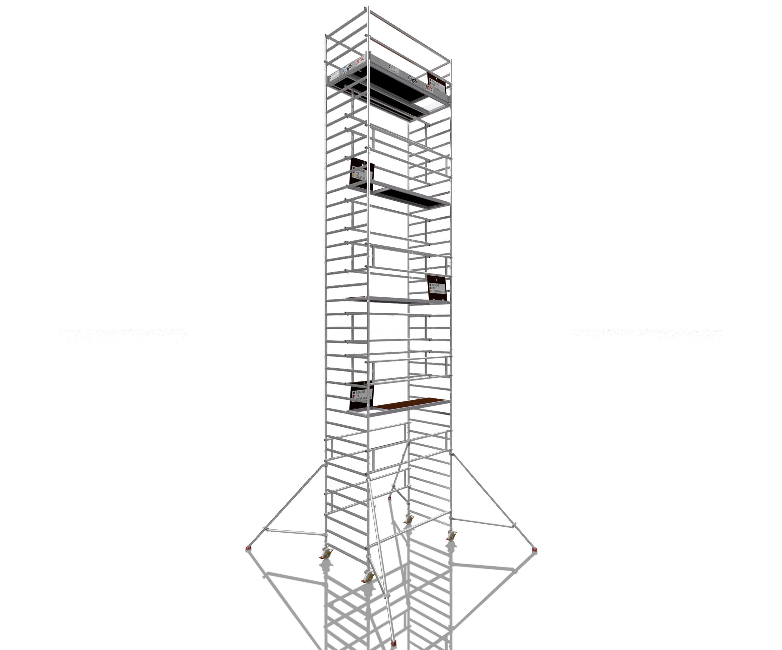 ALTEC Aluminium Fahrgerüst AluLight®, 135cm breit, mit Ø200mm Rollen, höhenverstellbar, maximale Arbeitshöhe 14 Meter