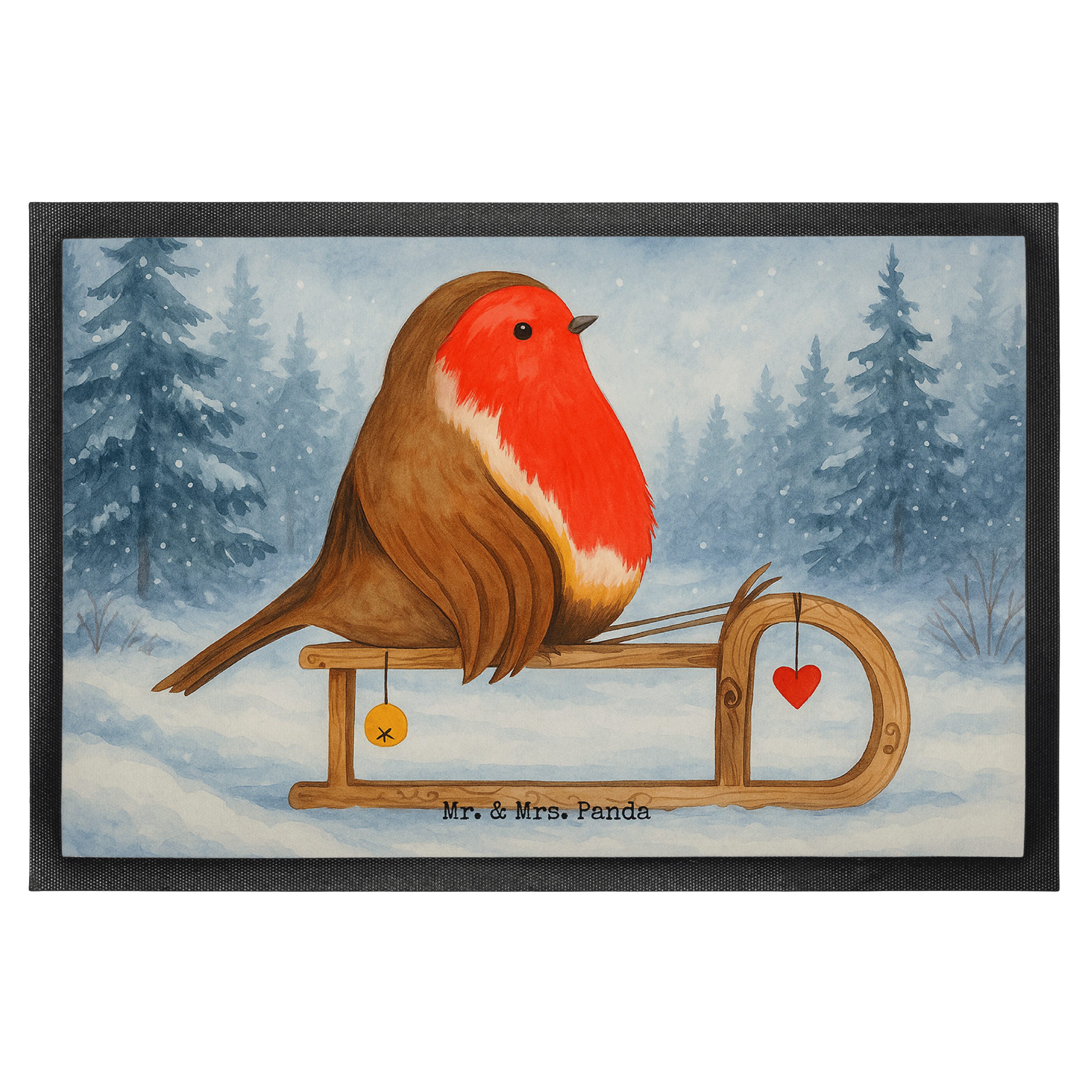 Mr. & Mrs. Panda Fußmatte Rotkehlchen Schlitten Design, Fußabstreifer 40 x günstig online kaufen