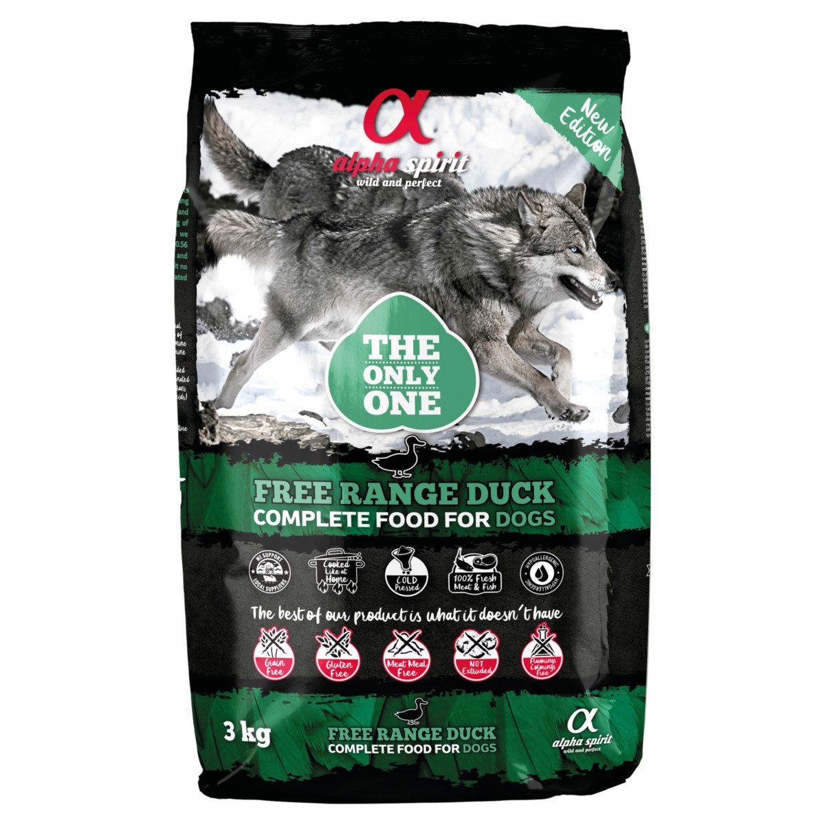 Alpha Spirit The Only One Freiland-Ente 3 kg, Trockenfutter für: Hund